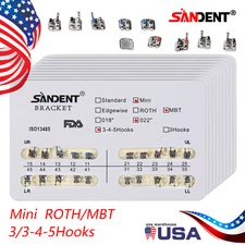SANDENT Orthodontic Dental Brackets Braces Mini Roth MBT.022 Hooks 10 Packs SA