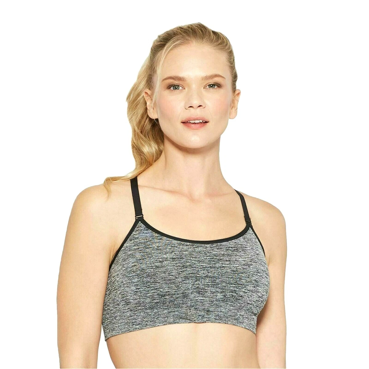 C9 Champion Womens Cami Sports Bra Size XS Seamless Ebony Heather Medium  Support