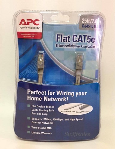 APC 25ft Flat Cat5e Enhanced Networking Cable 350MHz Booted Ethernet Patch Cable - 第 1/3 張圖片