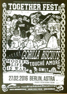 GORILLA BISCUITS  - TOUCHE AMORE - 2016 BERLIN  - orig. Concert Poster - DIN A1