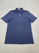 Criquet Polo Shirt Mens Small Blue Solid Pima Cotton Pocket Stretch Casual