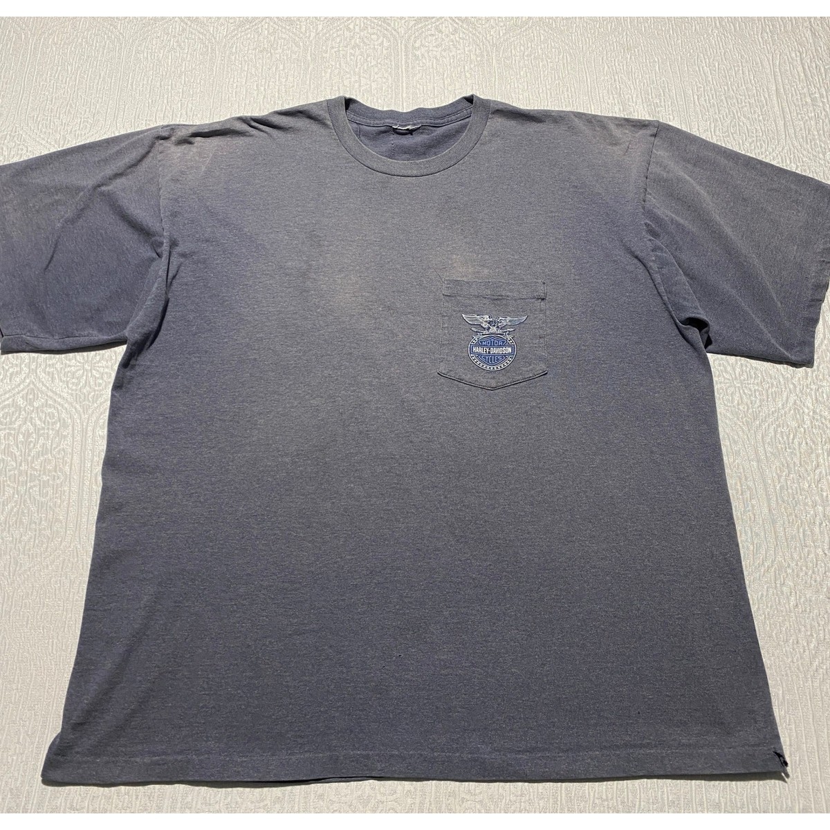 Harley Davidson Oak Lawn IL Pocket T-Shirt Faded Navy Mens 2XL | eBay