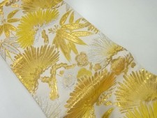 7651123: JAPANESE KIMONO / ANTIQUE MARU OBI / WOVEN SHOCHIKUBAI