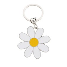 BeeSpring Cute Daisy Keychain Flowers Charms Flower 1.4 inch, White