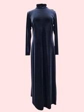Vintage Whimsigothic Velvet Maxi Dress Morticia Witch Stretch Modest Size Medium
