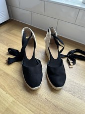 Castaner Black Wedge Espadrilles Lace Up Canvas Shoes EU38 UK5 Spain Summer