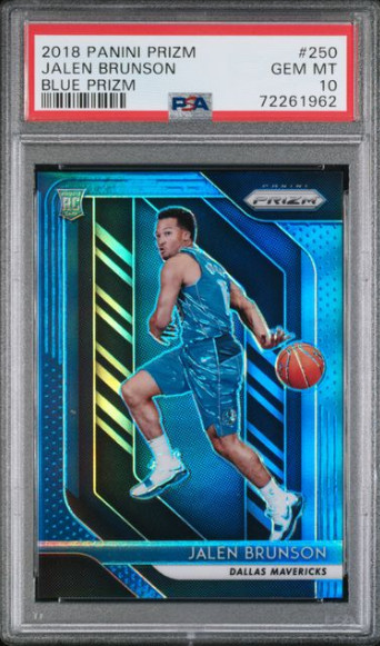 2018 Prizm Jalen Brunson Rookie TRUE BLUE /199 PSA 10 COLOR MATCH RC NY KNICKS