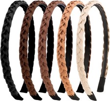 Braided Headbands for Women Girls 5Pcs, Thin Headbands Non-slip, Braid Headband