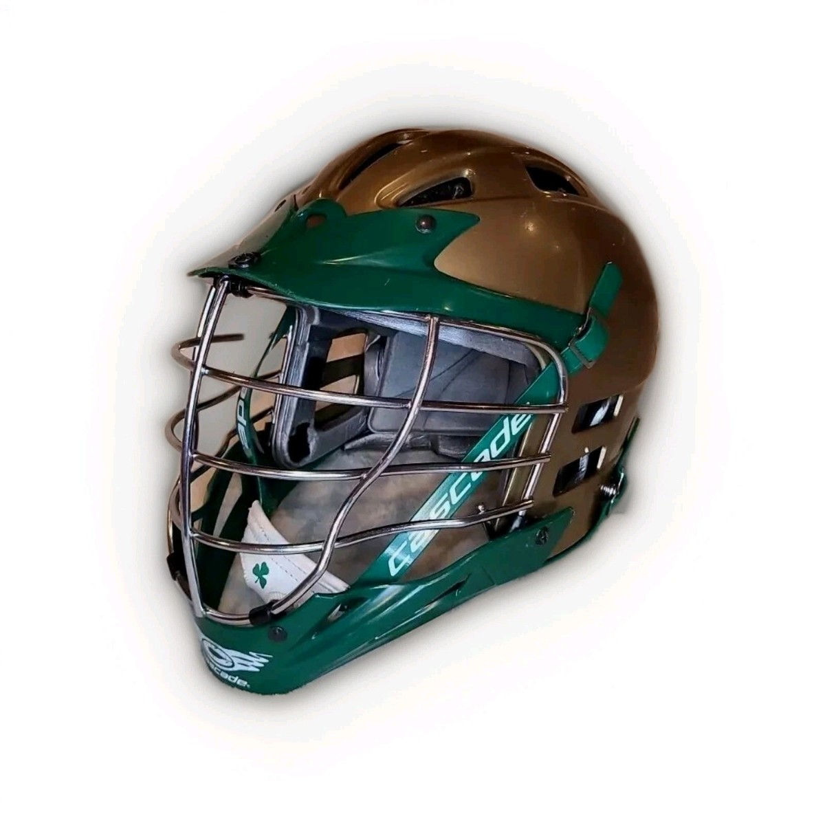 Cascade CPX-R Lacrosse Custom Fighting Irish Crown Helmet Gold