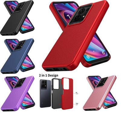 Tempered Glass / Dotted Hybrid Cover Phone Case For TCL K33 T513V T513SP