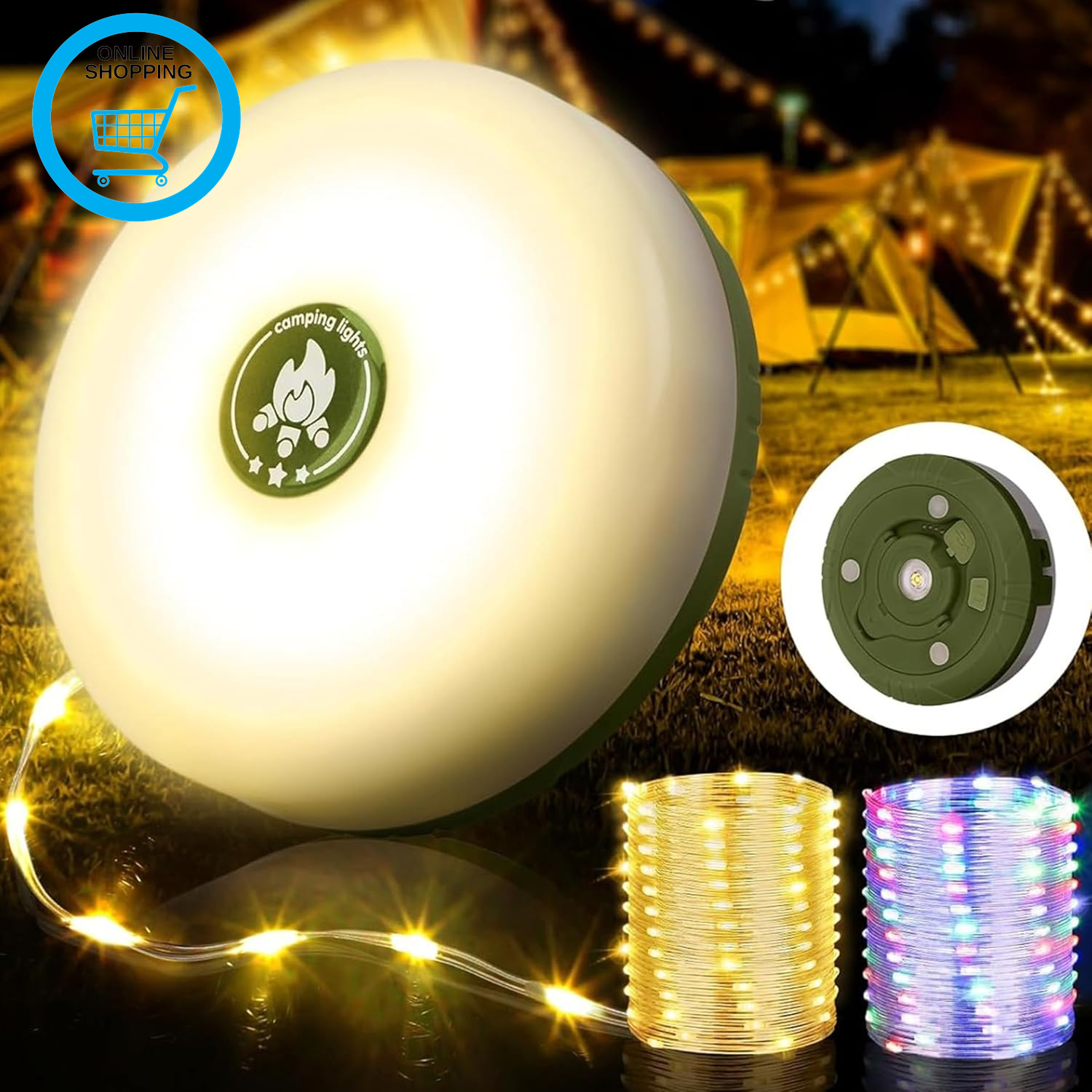 Camping String Lights – 33Ft (10M) Tangle-Free LED Outdoor Fairy Lights & Tent L