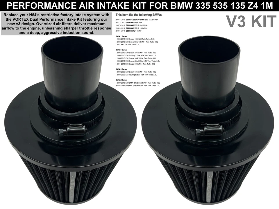 para BMW N54 335 535 135 E90 E92 E60 Z4 1M toma de aire negro V3 Foto 4 de 4