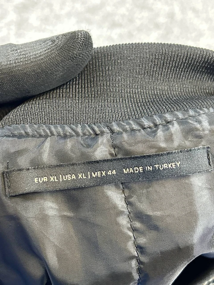 Zara Jacket Womens Xl Black Brown Yellow Satin Full Zip Bomber - Image 4 of 4