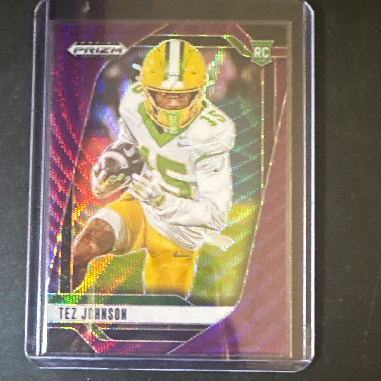 Panini 2025 Prizm Draft Picks Tez Johnson #101 Purple Prizm /99 RC Oregon