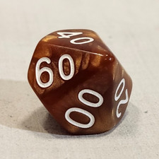 1/2-D100 D00-90 10 Sided Brown Gold Marbled Game Playing Die Dice D D DnD RPG