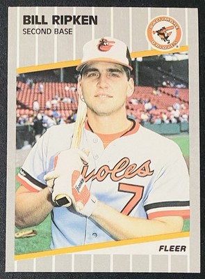 1989 Fleer Billy Ripken Baltimore Orioles Cello Card Black Box Over Error F Face