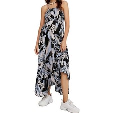 Free People Intimately Heat Wave Printed Maxi Dress Black Combo Floral Small