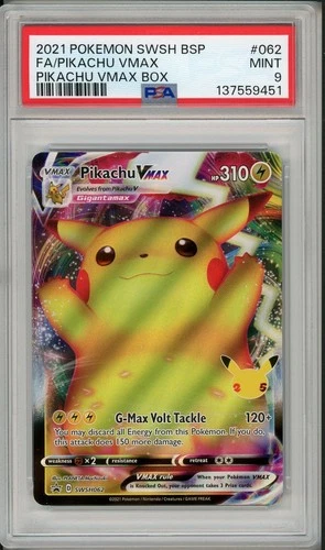 2021 Pokemon Black Star Promo Pikachu VMAX Full Art VMAX Box #062 PSA 9