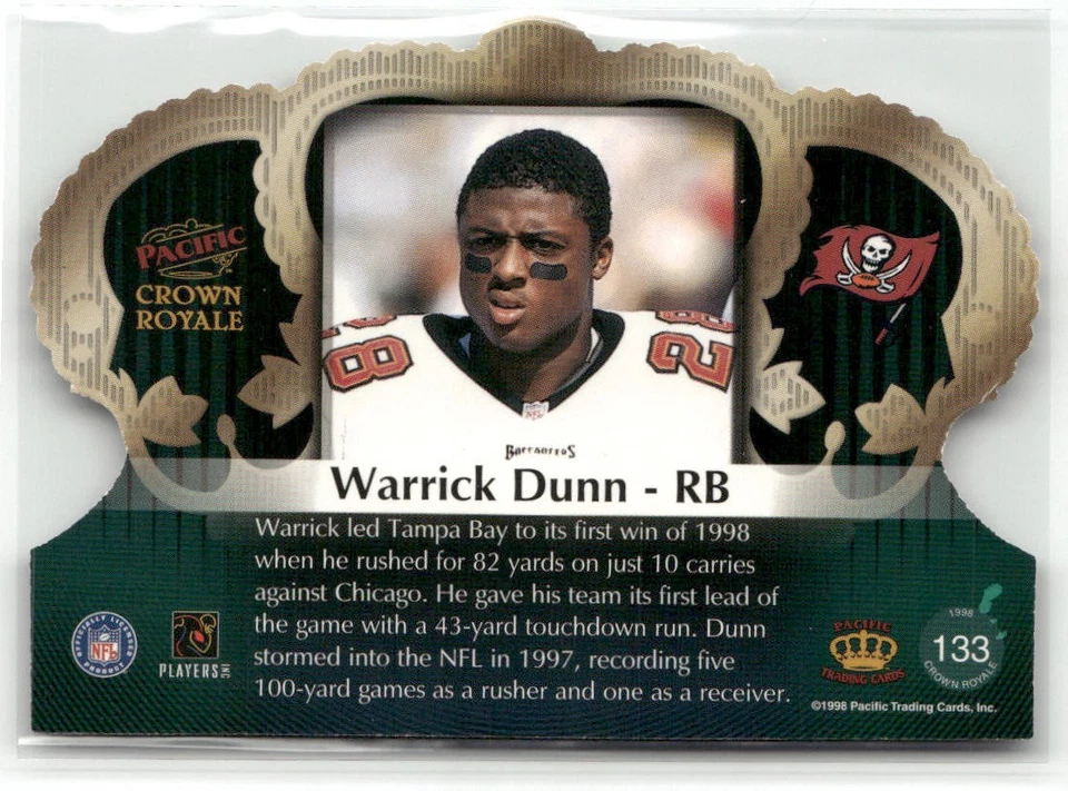 1998 PACIFIC CROWN ROYALE #133 WARRICK DUNN TAMPA BAY BUCCANEERS - Image 2 of 2