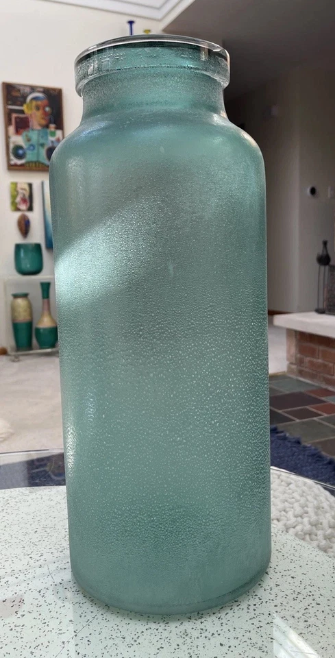 "Enorme jarrón decoración playa 19"" West Elm Waterscape verde aguamarina con textura" RARO Foto 2 de 4