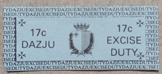 VERY RARE Malta Govt Revenue Excise Duty Stamp Tax Label Cigarettes 17c 1970s