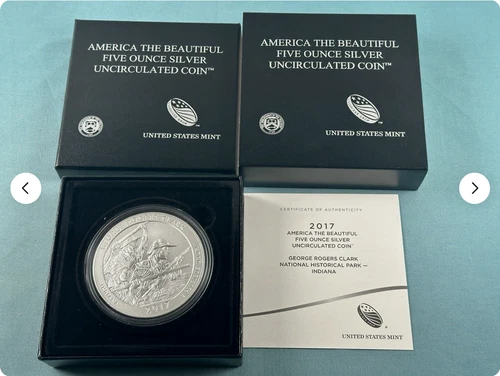 2017 George Rogers Clark America the Beautiful BURNISHED 5 oz Silver Coin