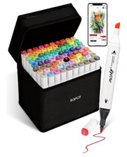 80 Colours Alcohol Markers with Free App,  Chisel Tip and Fine Tip Colouring...