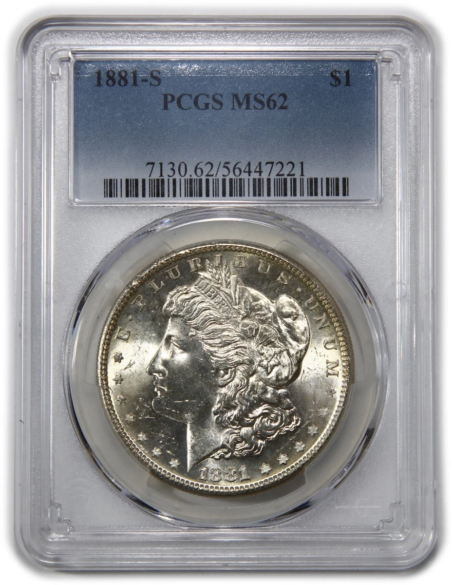 アメリカ　銀貨 1881-S　モルガン　シルバーダラー PCGS MS　62 25+ MS 62 Graded 1881 Year Morgan US Dollars (1878-1921) for sale