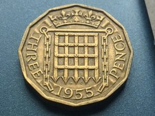 1955 Elizabeth II British Threepenny
