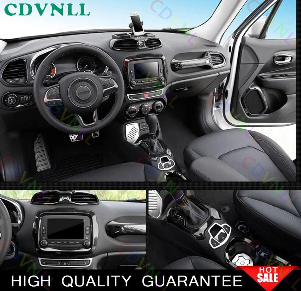 Juego completo de decoración interior negro brillante para Jeep Renegade 2016-2018 Foto 4 de 4