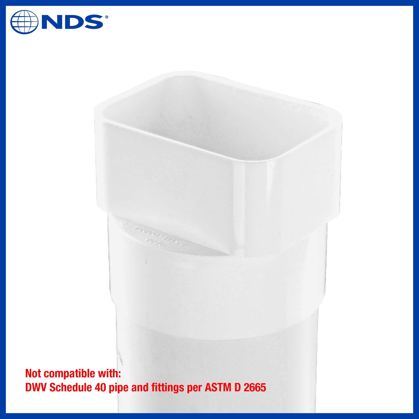 NDS PVC Downspout Adapter 3X4 in. Downspout X 4 in. Sewer and Drain Hub ...