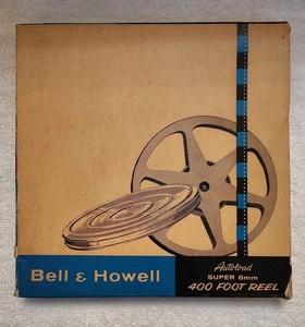 BELL & HOWELL 8mm Auto-Threading 400' METAL FILM REEL black Super with Box
