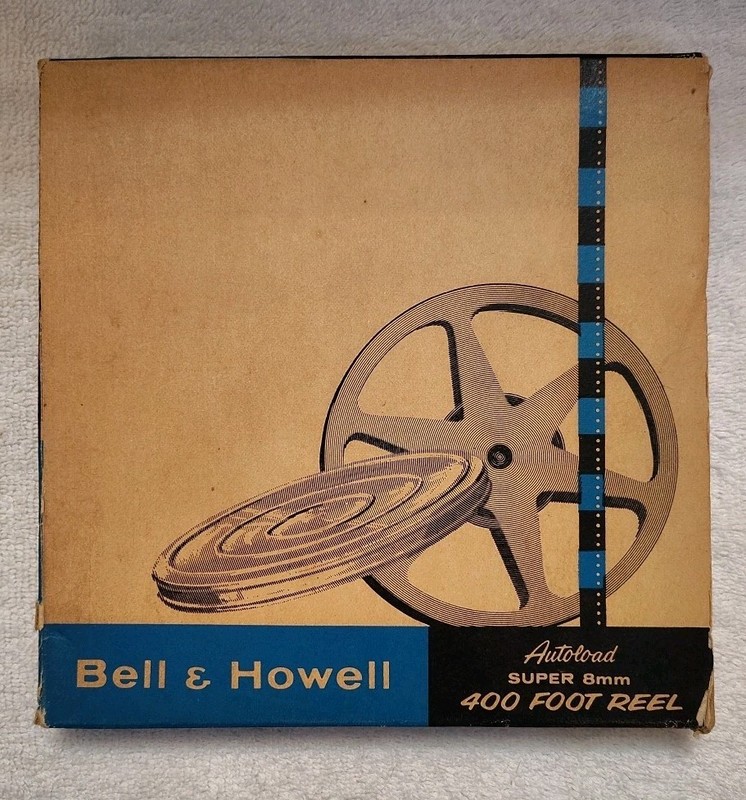 BELL & HOWELL 8mm Auto-Threading 400' METAL FILM REEL black Super with Box