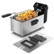 SUPERLEX Deep Fat Fryer 1/2/3L Non-Stick Chip Pan Basket Oil Fry w/ View Window