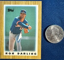 1987 TOPPS LEAGUE LEADERS MINI #21 RON DARLING (NEW YORK METS) BASEBALL CARD