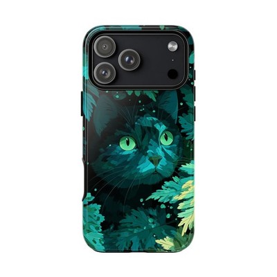 Phone Ink - iPhone | Galaxy | Pixel Case - Glowing Cat Green Fern Plants