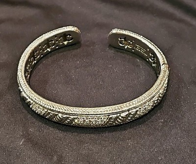 JUDITH RIPKA 925 STERLING SILVER cz HINGED CUFF BRACELET 50.9g free shipping