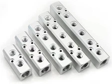5 Way Pneumatic Manifold Air Distribution Block, G1/2 5 7 Port, Silver 