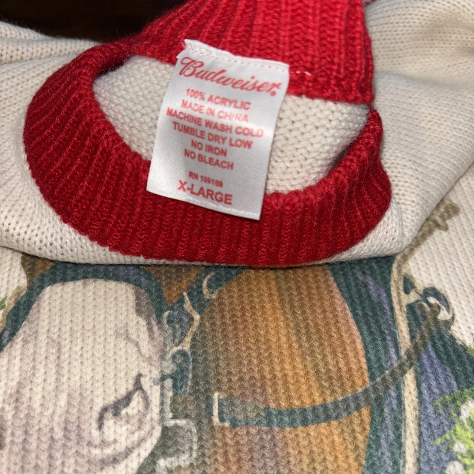 Suéter Budweiser Feo Para Hombres XL Vacaciones Navidad Clydesdale Caballos Pullover Foto 2 de 4