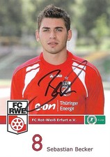 Sebastian Becker. FC Rot-Weiß Erfurt. 2009/10. Original signierte Autogrammkarte