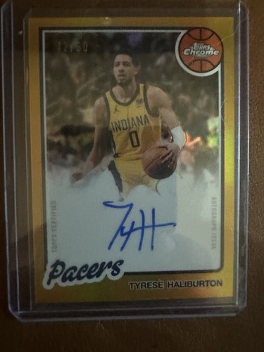 2025-2026 Topps Chrome Basketball Gold Auto 42/50 Tyrese Haliburton Indiana Pace