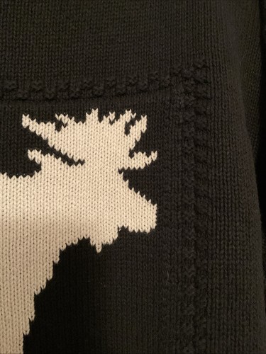 Coldwater Creek Women’s Cotton Blend Sweater Black With White Moose Size L - Imagen 3 de 9