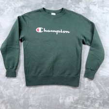 Champion Sweatshirt Youth Medium Green Pullover Crew Neck Spellout Logo