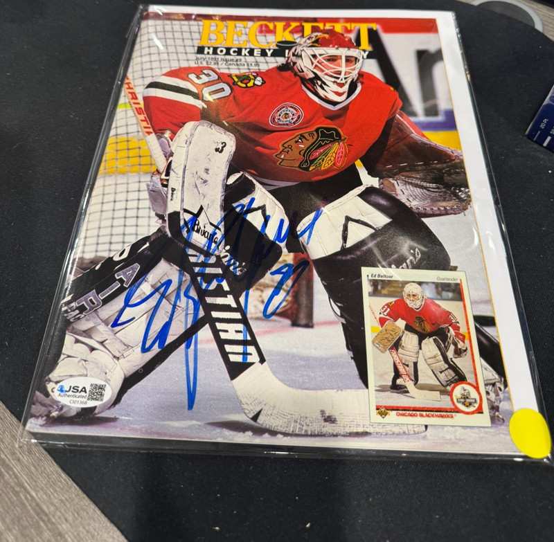 Beckett Hockey Monthly magazine Issue #9 July 1991 Ed Belfour Autographed JSA