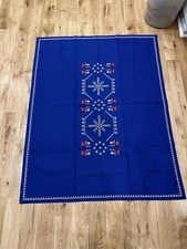 Mid Century Scandinavian Christmas Embroidered Tablecloth, Free Shipping!