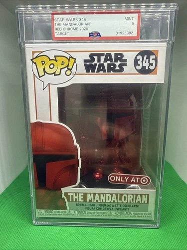 Funko Pop! Star Wars The Mandalorian (Chrome) (Red) Target Exclusive #345 PSA 9