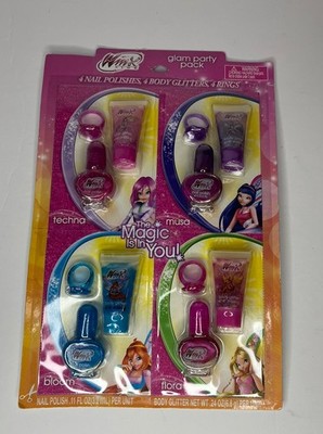 Winx Club Glam Birthday Party Favors Pack Body Glitter Nail Polish 2012 Y2K