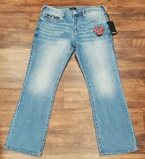 True Religion Men's Jeans 36x33.5 Blue Billy SN Flap Bootcut Light Wash NWT