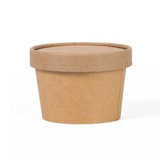 8 oz. Disposable Kraft Paper Soup Containers with Kraft Vented Lids
