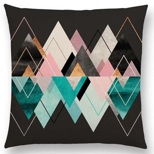 Sunrise And Moon Dreamy Peaks Colorful Mountains Abstract Triangle Cushion Cover - Picture 27 of 49